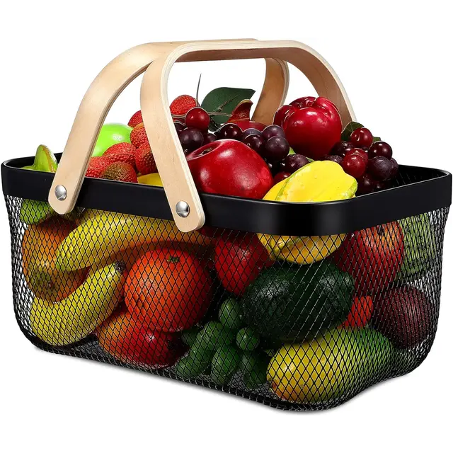 MESH STORAGE WITH WOODEN HANDLES