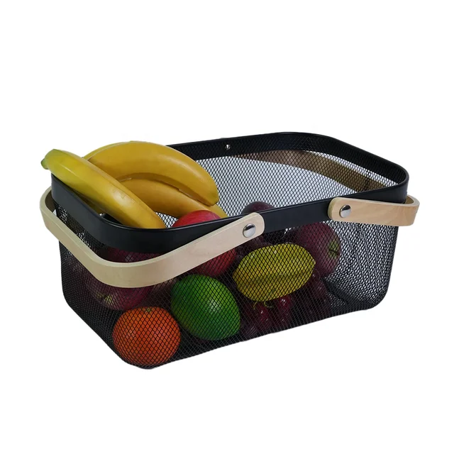 MESH STORAGE WITH WOODEN HANDLES