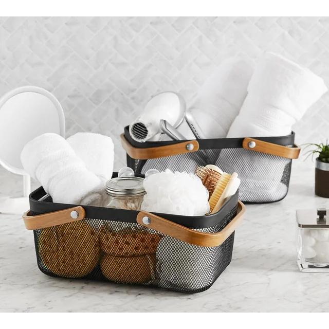 MESH STORAGE WITH WOODEN HANDLES