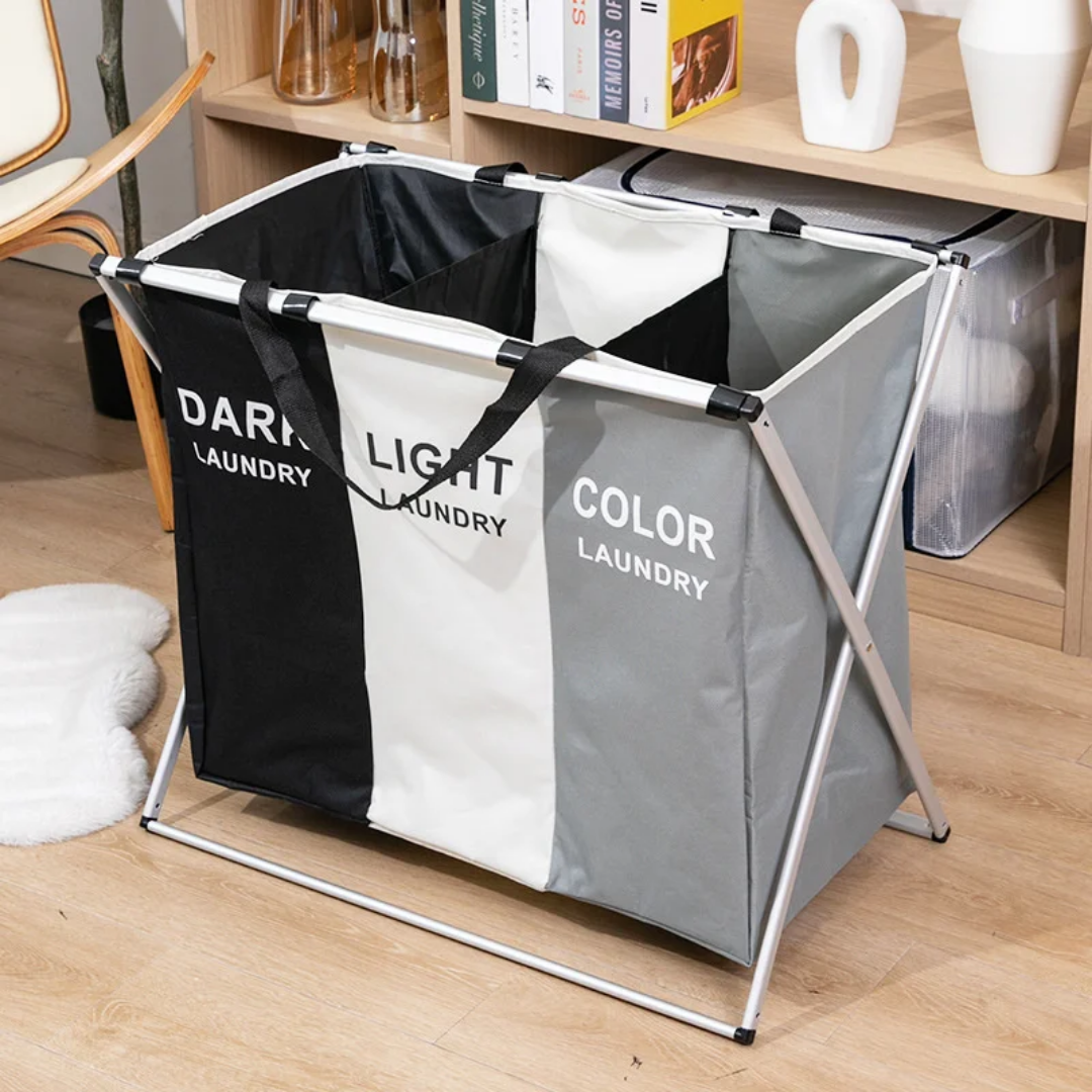 LAUNDRY BASKET WITH 3 COMPARTMENTS
