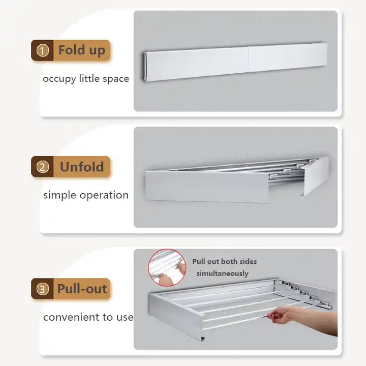 INVISIBLE WALL MOUNTED DRYING RACK 80 CM