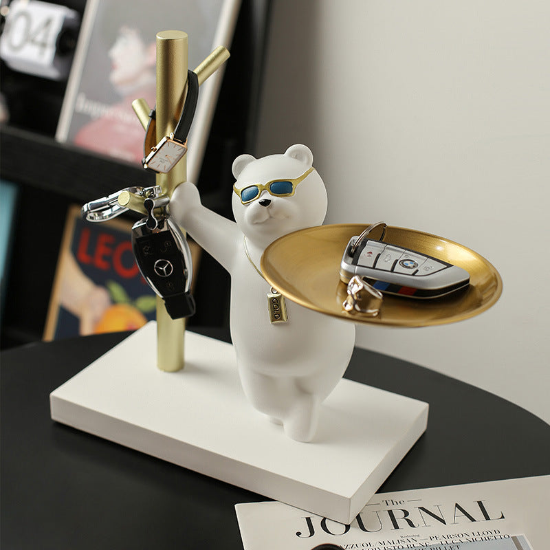 BEAR FIGURE WITH PLATE KEYHOLDER