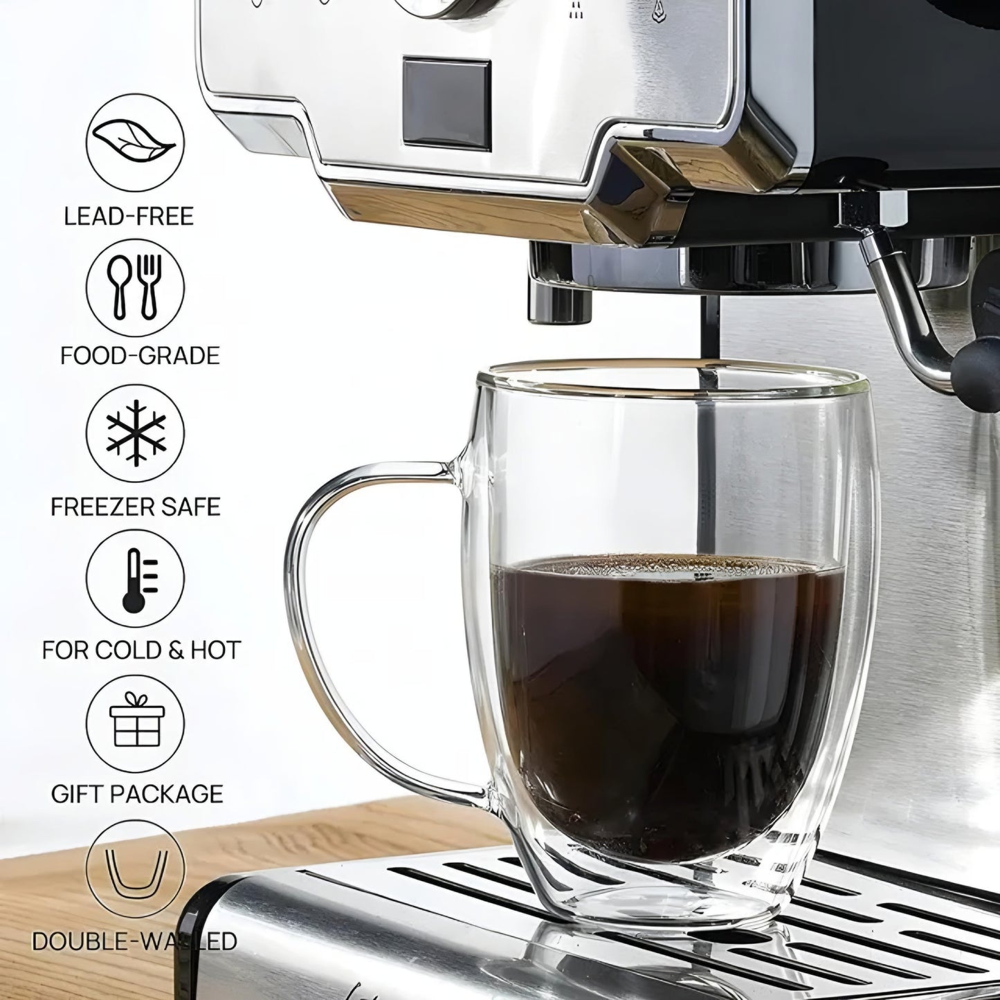 350 ml double glass mug