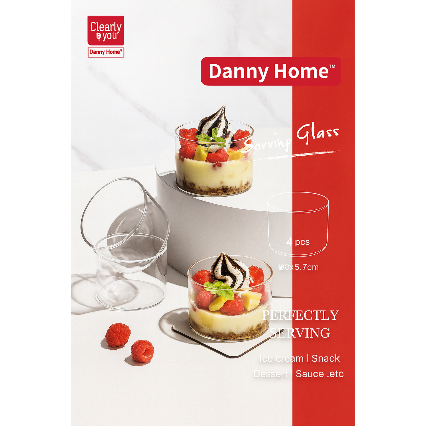 DANNY HOME DESSERT GLASS CUPS 4 PCS 200 ML