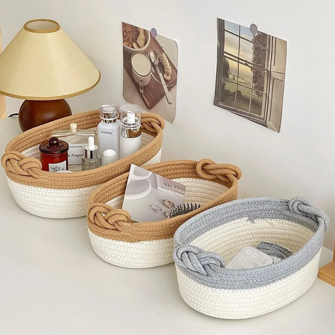 COTTON WOVEN BASKET STORAGE BOX