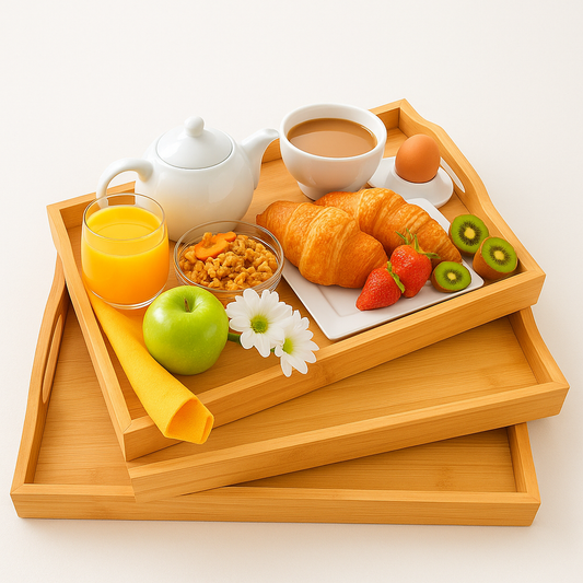SET OF 3 RECTANGULAR BAMBOO TRAYS