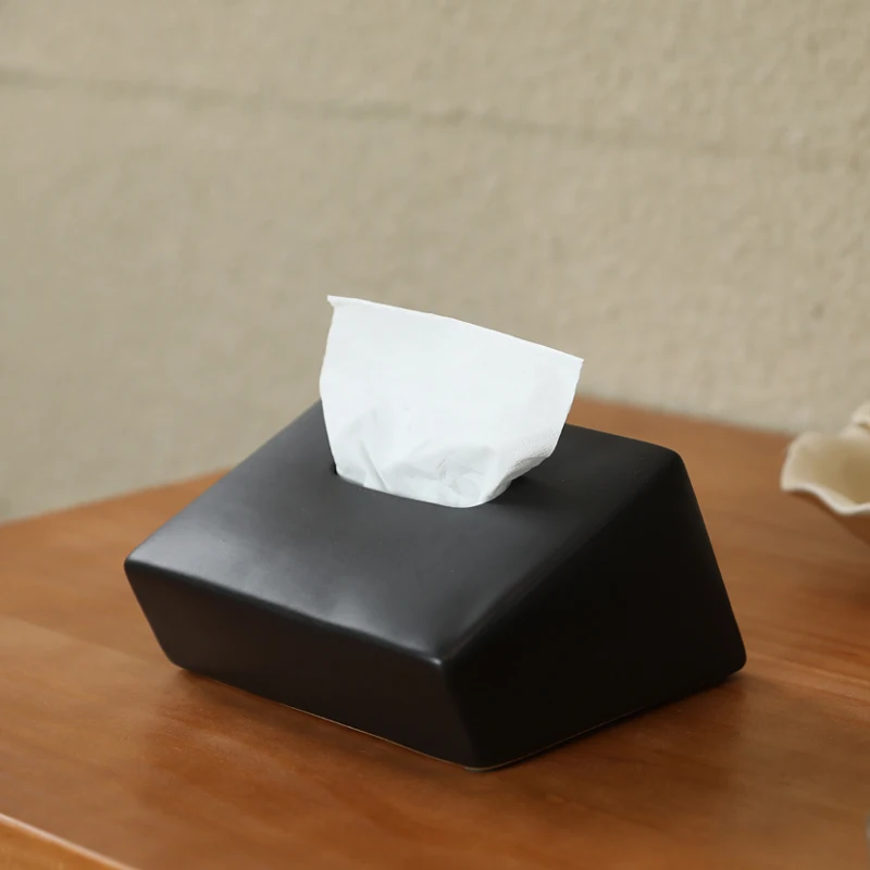 MODERN CERAMIC TISSUE BOX BLACK