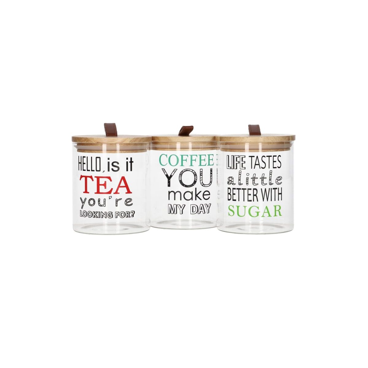 DANNY HOME SET OF 3 JARS COFFEE, SUGAR , AND TEA GLASS JARS