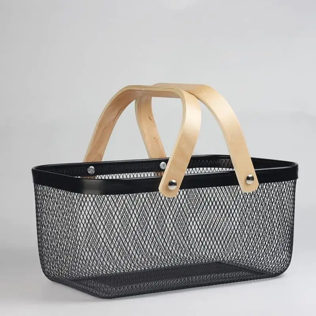 MESH STORAGE WITH WOODEN HANDLES