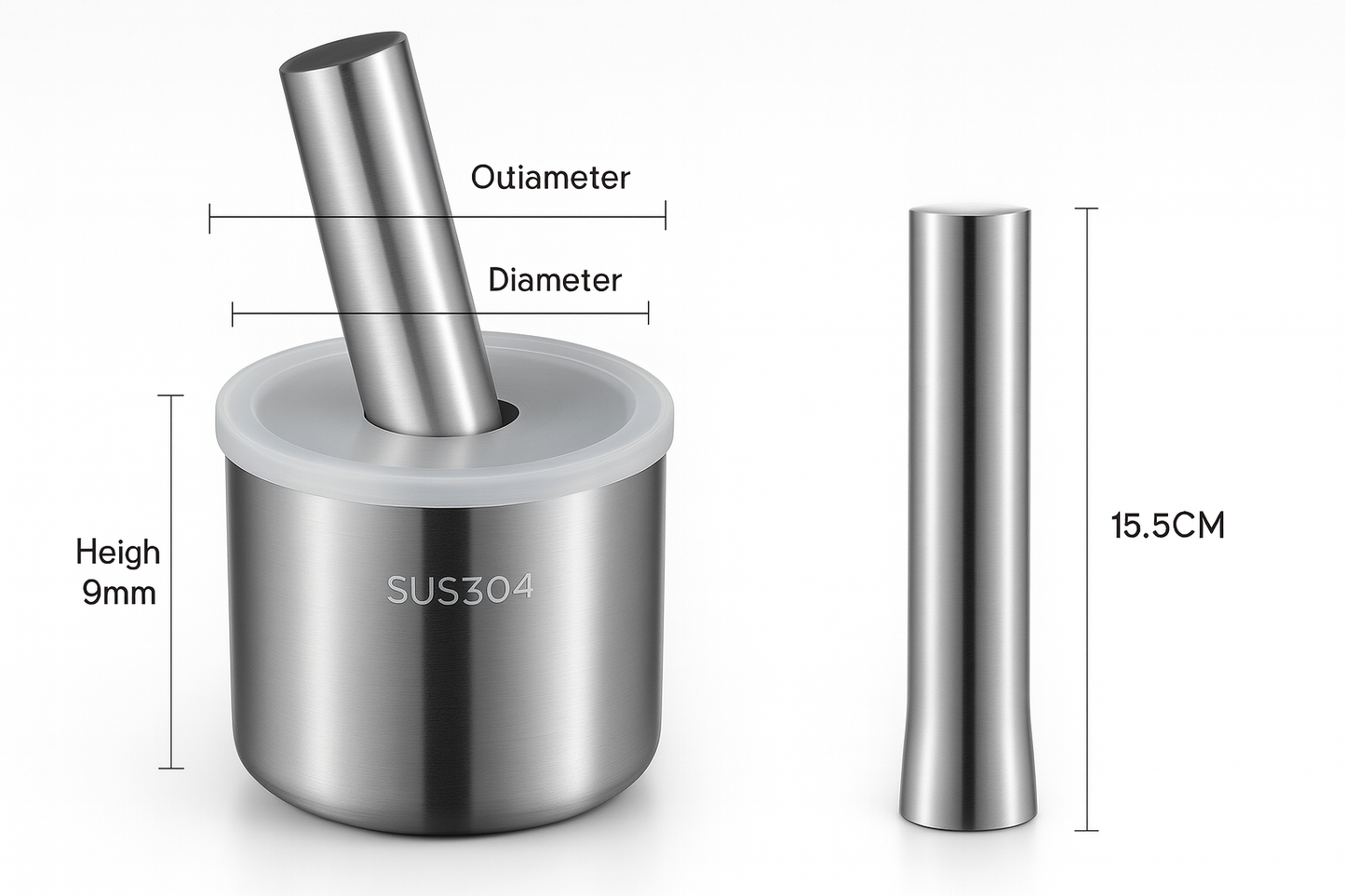 STAINLESS STEEL MORTAR AND PESTLE FOR HERBS AND SPICES