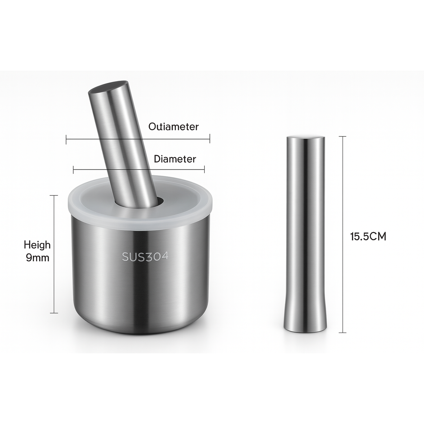 STAINLESS STEEL MORTAR AND PESTLE FOR HERBS AND SPICES