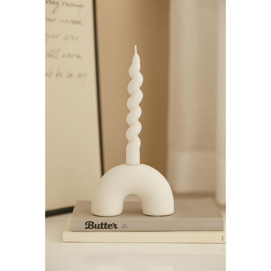 CERAMIC WHITE CANDLE HOLDER