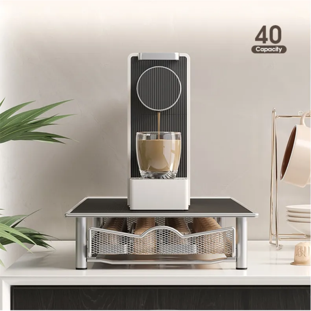 Coffee capsules organizer, 40 capsules with non flip mat