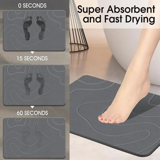 DIATOMITE ANTISLIP BATHROOM ABSORBING MAT 60*40 CM GREY