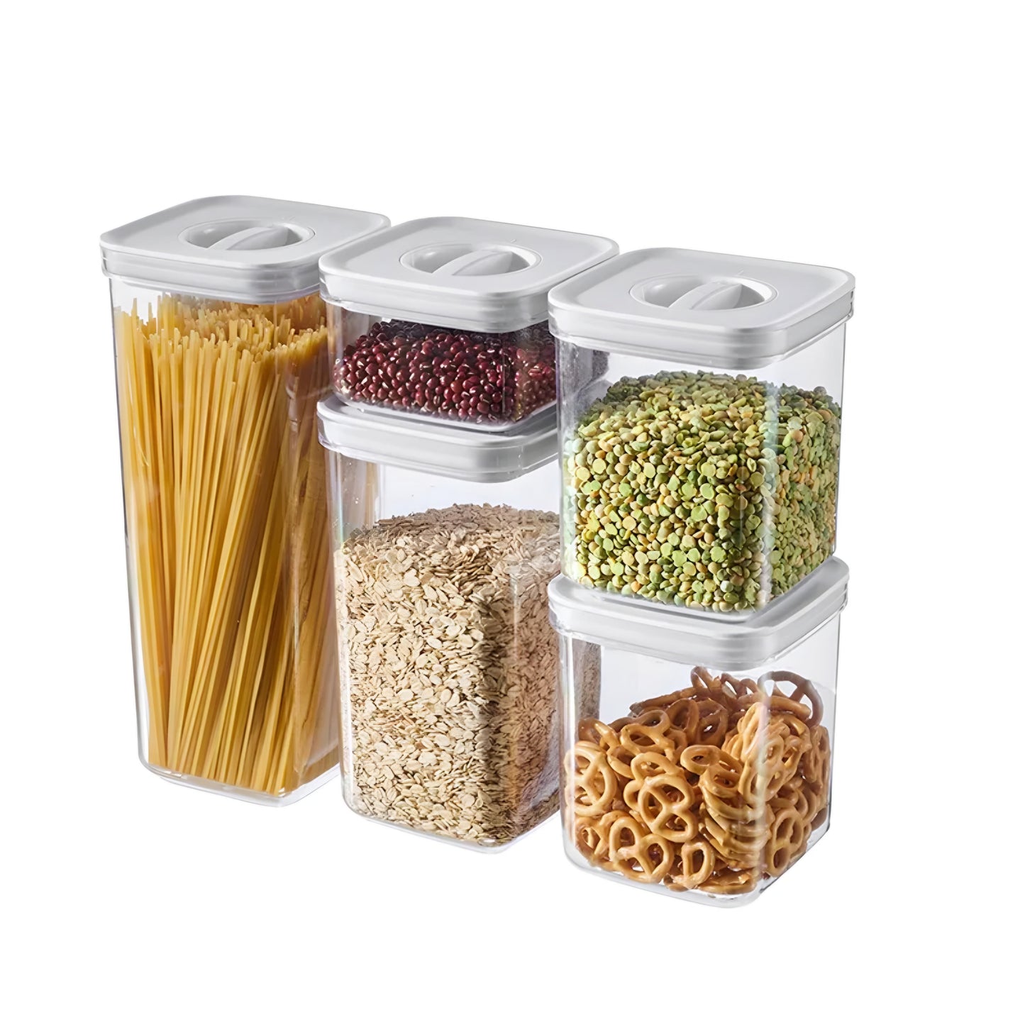 Airtight Acrylic Food Container with Rotating Lid Set of 5 pcs