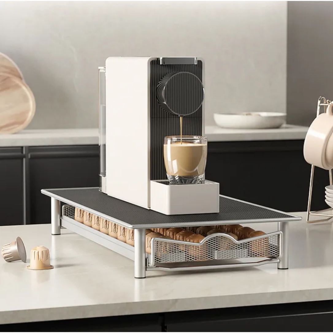 Coffee capsules organizer, 40 capsules with non flip mat