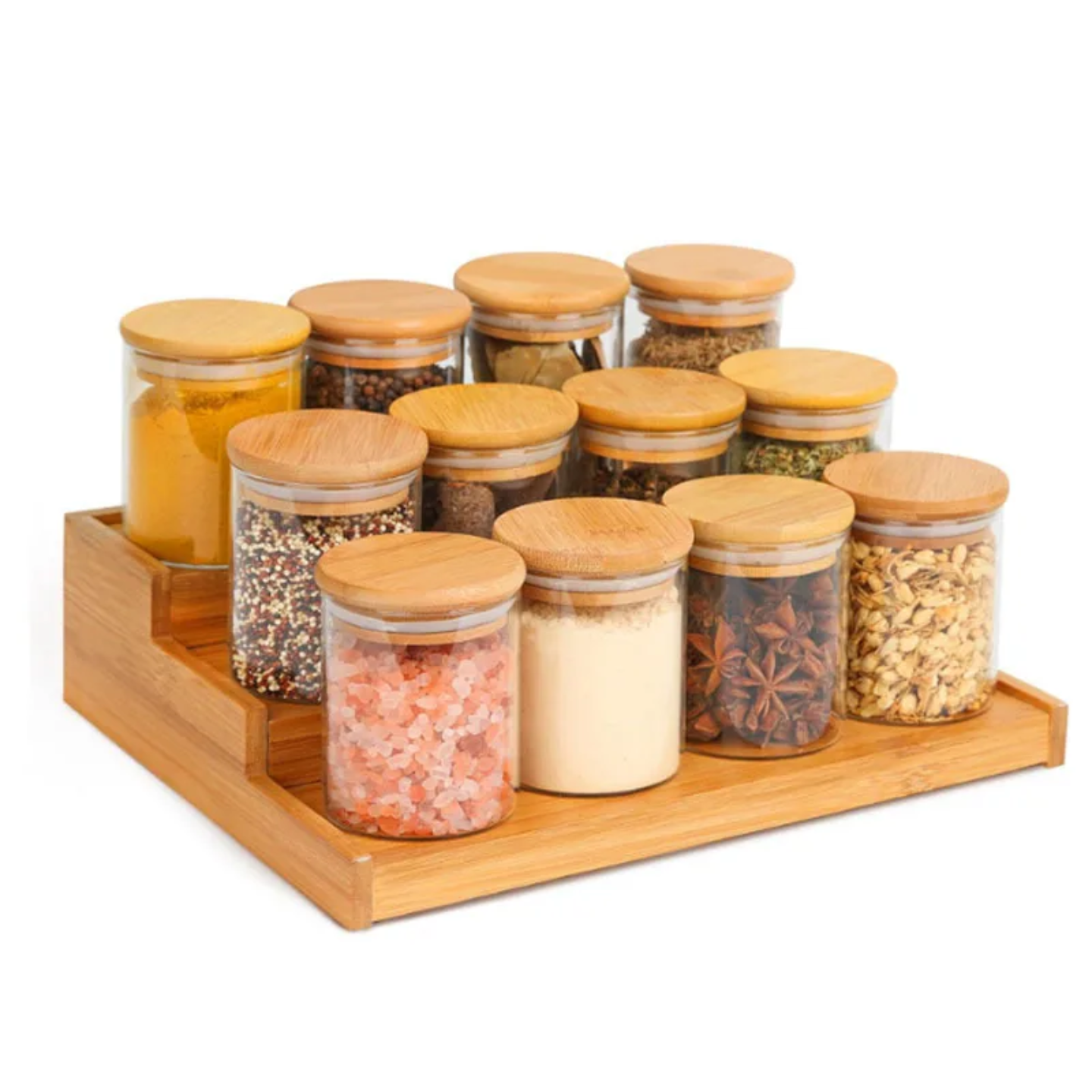 3 Tier Adjustable Bamboo Spice Rack