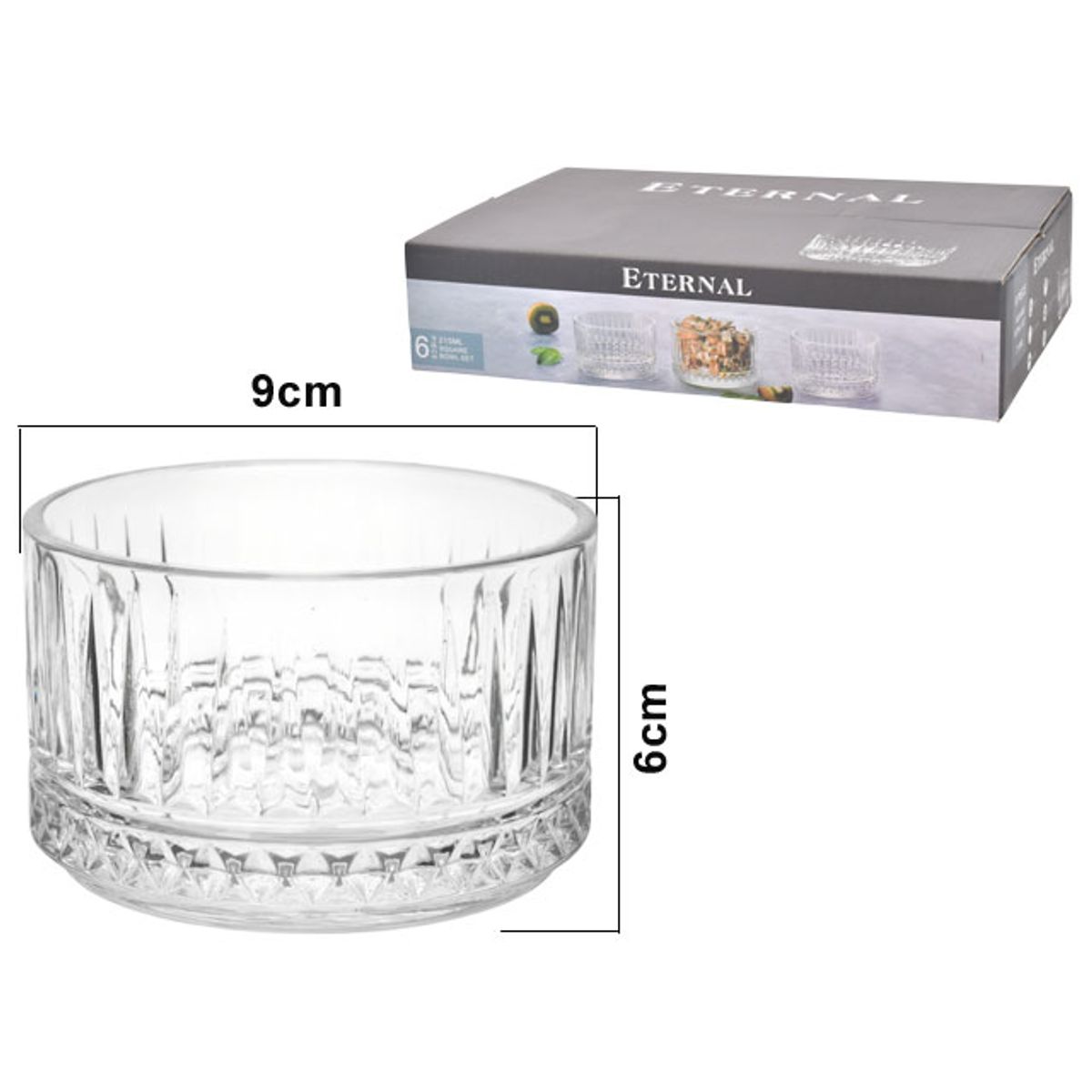 GLASS ROUND BOWL SET OF 6 PCS
