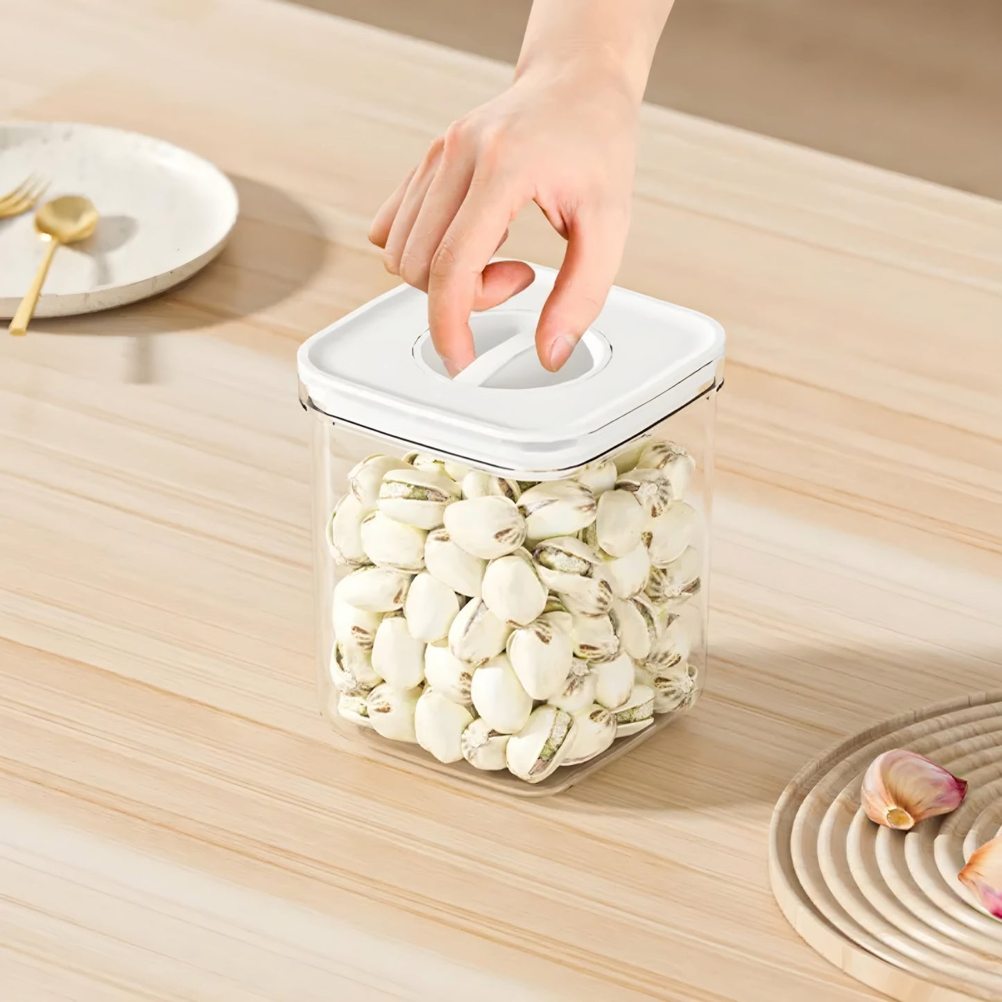Airtight Acrylic Food Container with Rotating Lid Set of 5 pcs