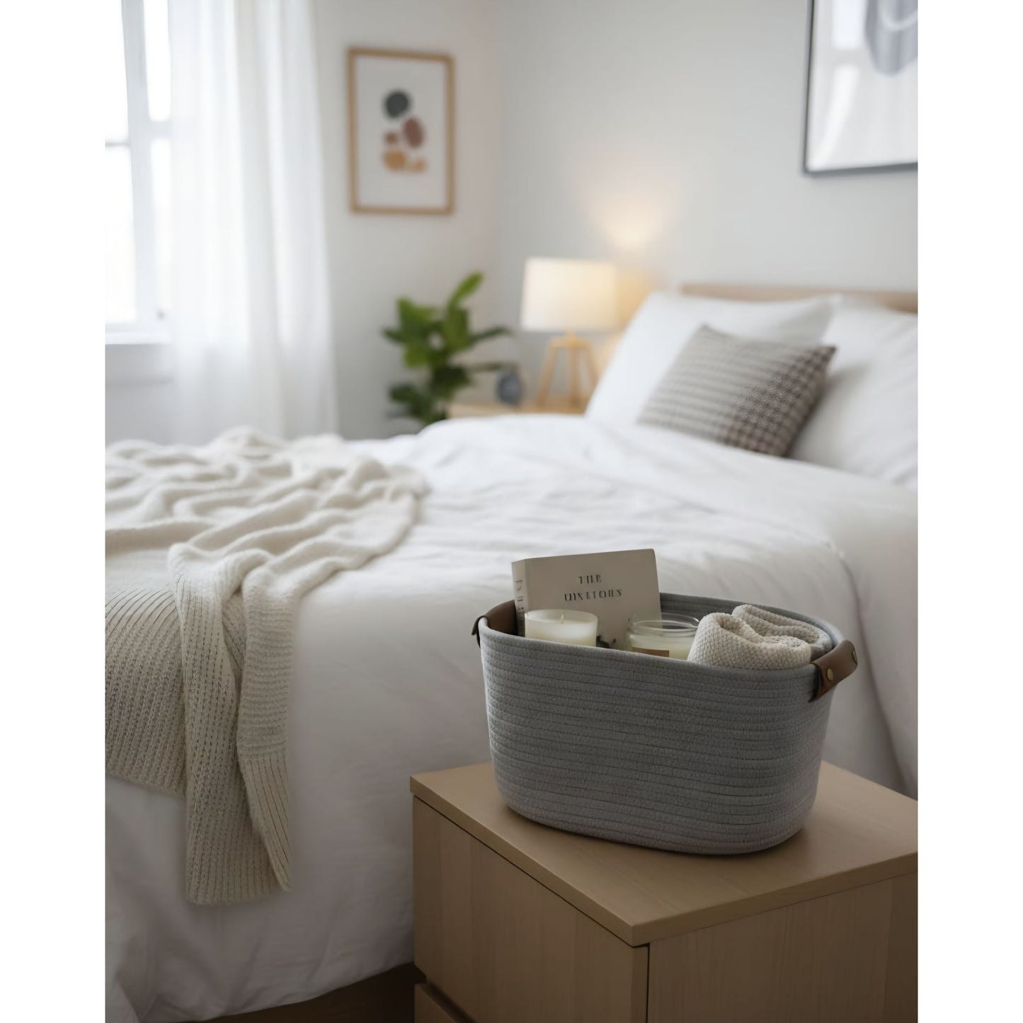 STORAGE GRAY WOVEN BASKET