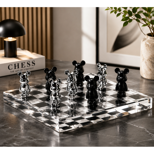 CRYSTAL CHESSBOARD WITH BEARS FIGURES