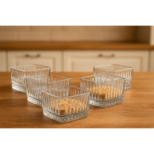 GLASS SQUARE BOWL SET OF 6 PCS