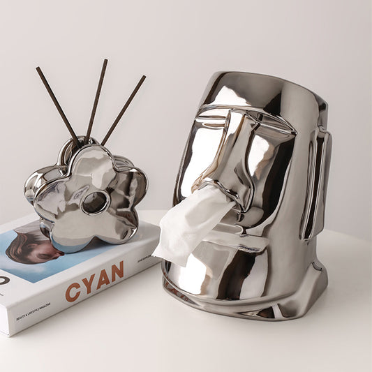 CHROME MOI STONE STATUE TISSUE BOX