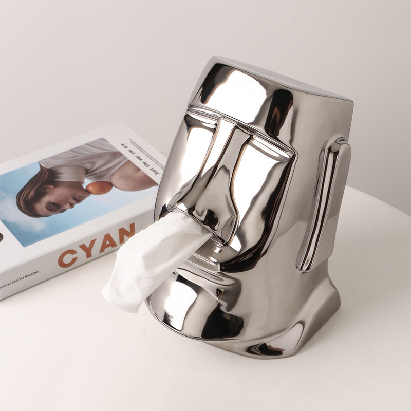 CHROME MOI STONE STATUE TISSUE BOX