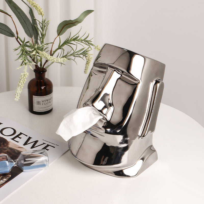 CHROME MOI STONE STATUE TISSUE BOX