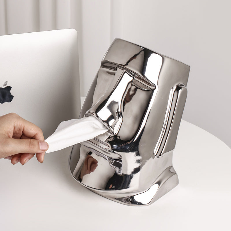 CHROME MOI STONE STATUE TISSUE BOX