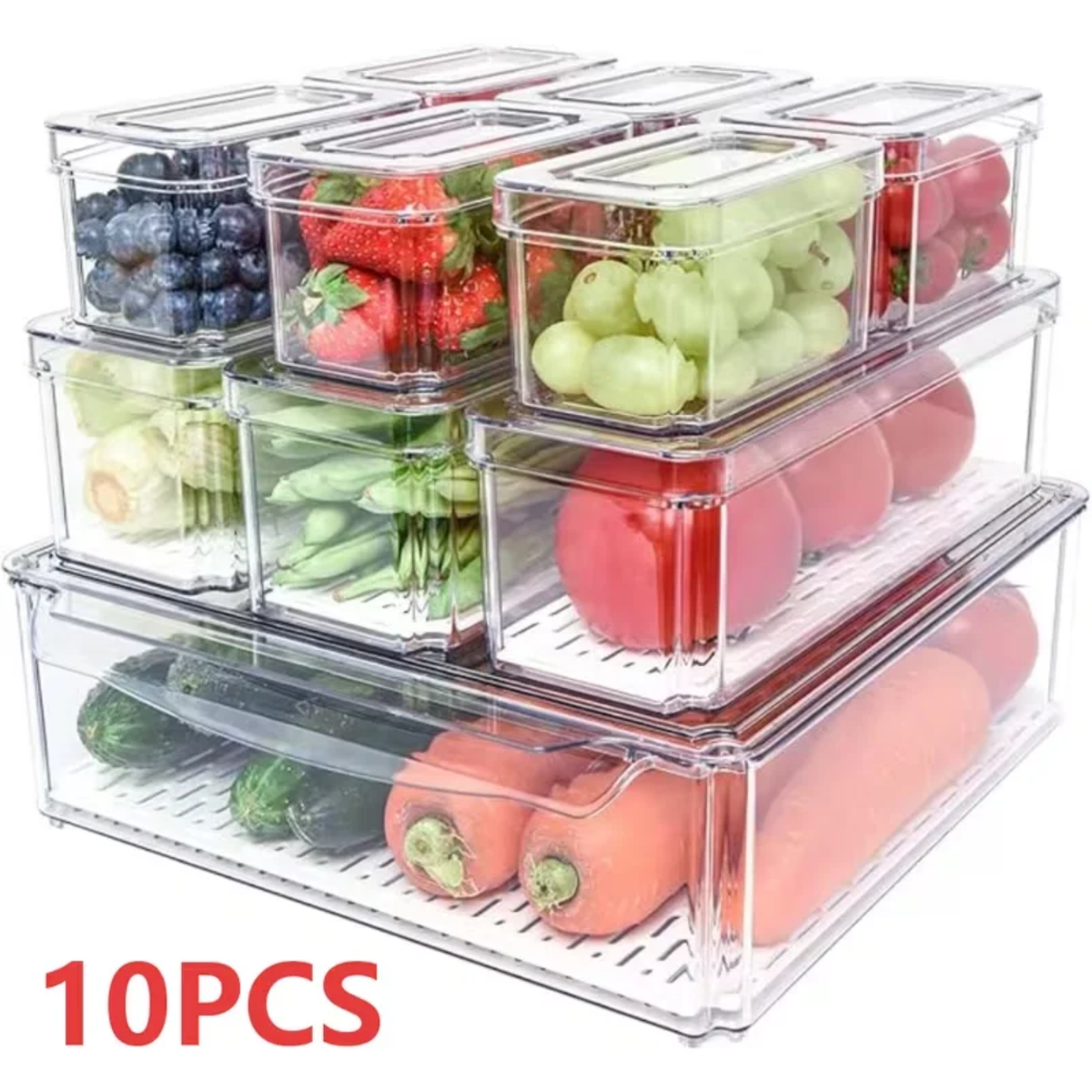 SET OF 10 PCS ACRYLIC FRIDGE ORGANIZERS