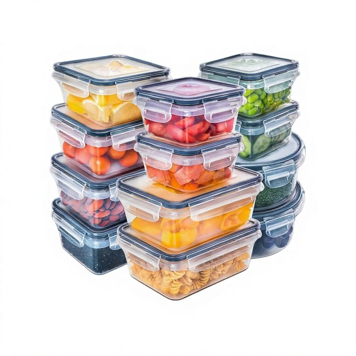 SET OF 12 PCS AIRTIGHT FOOD GRADE PLASTIC  STORAGE CONTAINERS