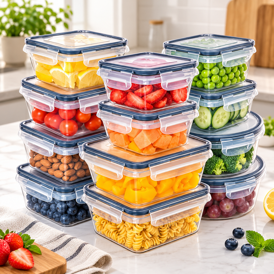 SET OF 12 PCS AIRTIGHT FOOD GRADE PLASTIC  STORAGE CONTAINERS