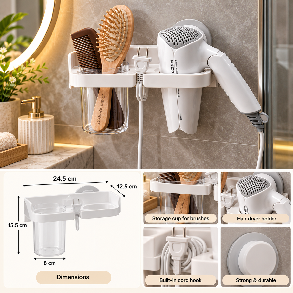 SUCTION HAIR DRYER HOLDER
