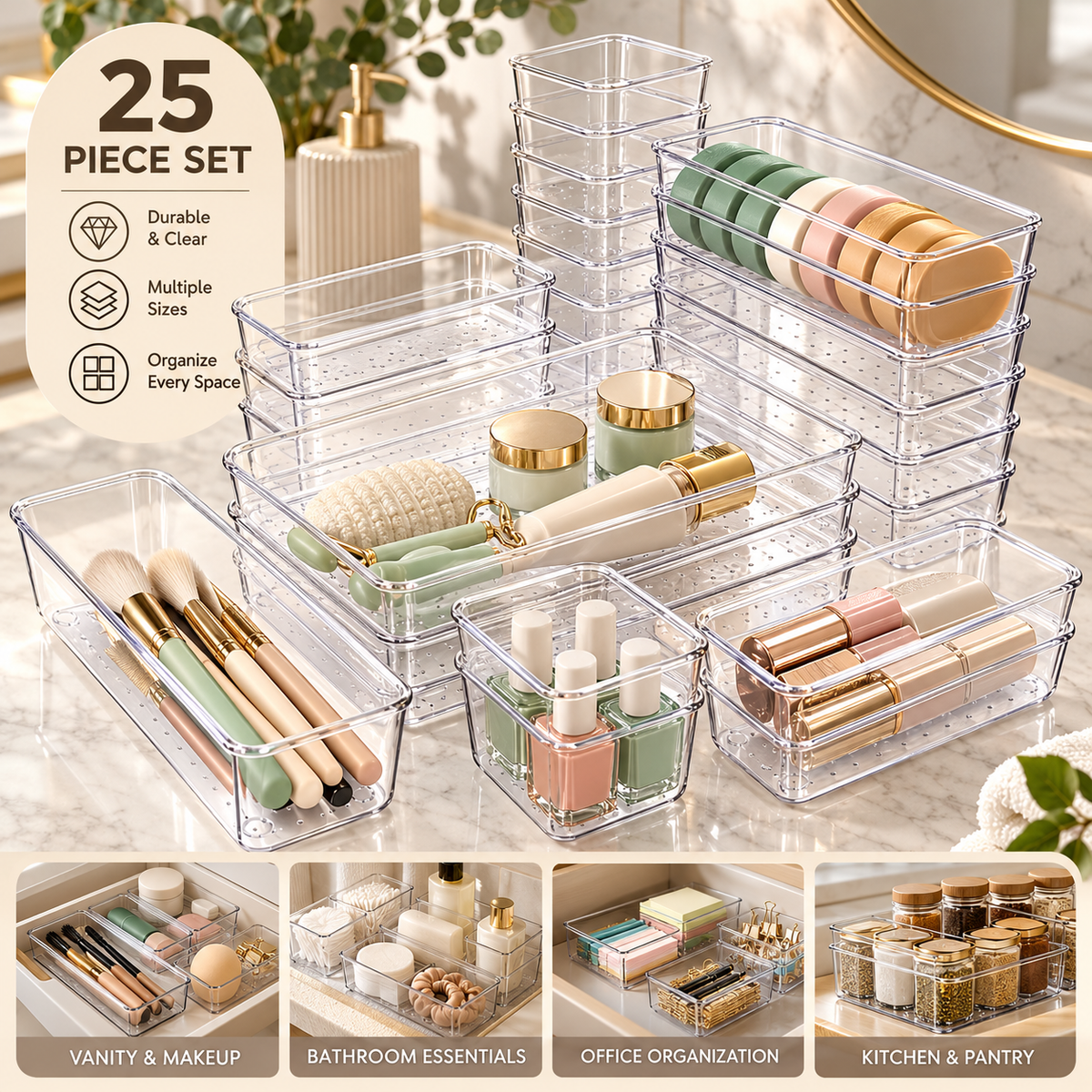 ACRYLIC DRAWER ORGANIZER SET OF 25 PCS