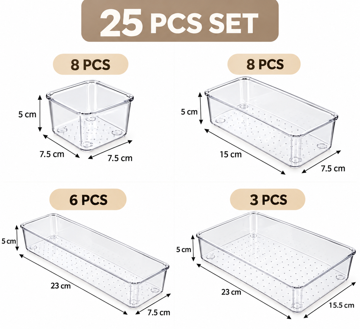 ACRYLIC DRAWER ORGANIZER SET OF 25 PCS