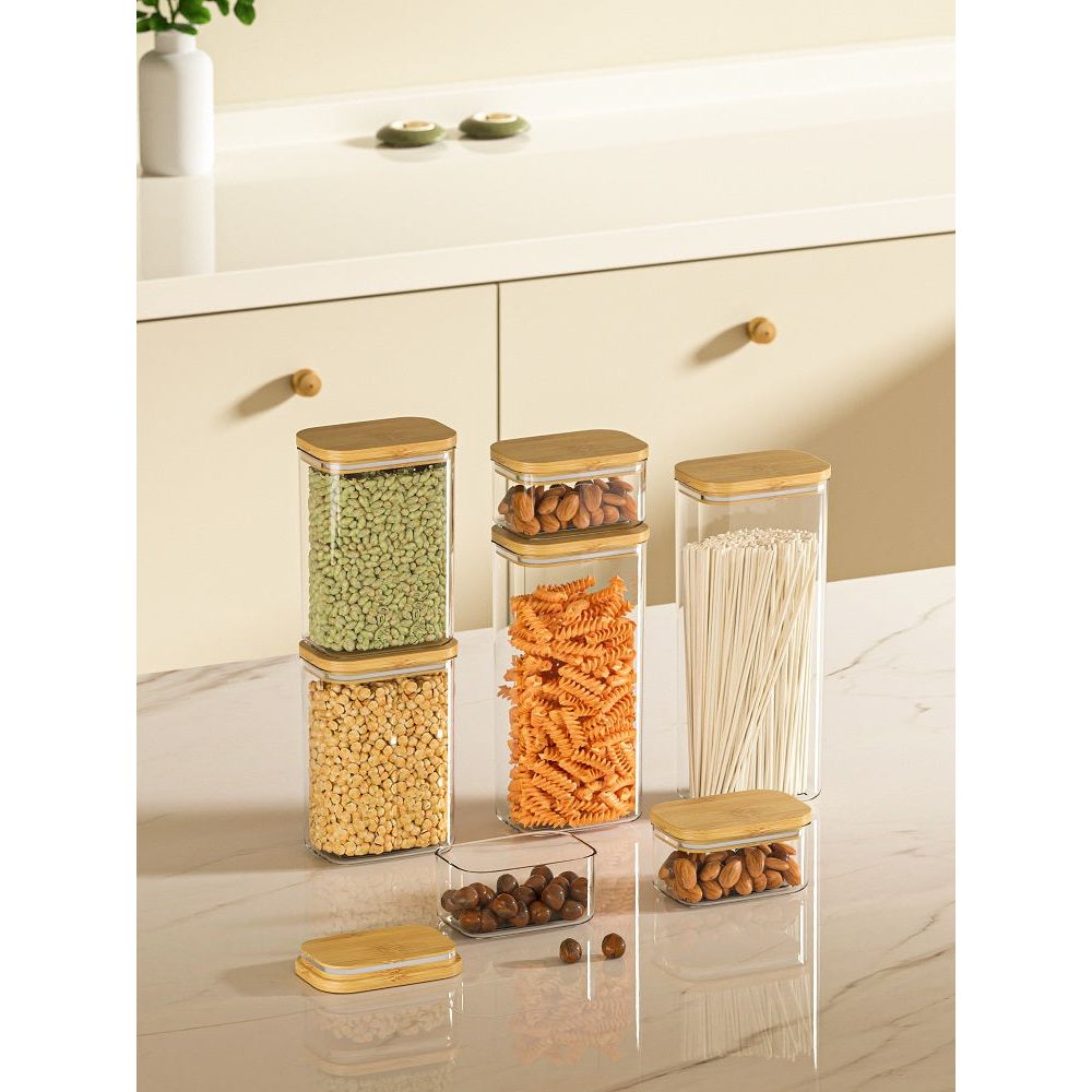 AIRTIGHT FOOD CONTAINER WITH BAMBOO LID SET OF 5 PCS