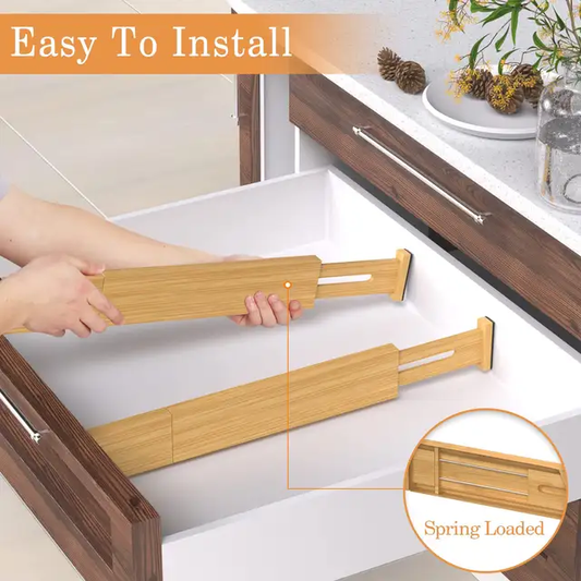 Bamboo drawer divider organizer