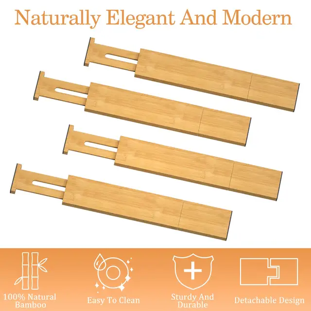 Bamboo drawer divider organizer