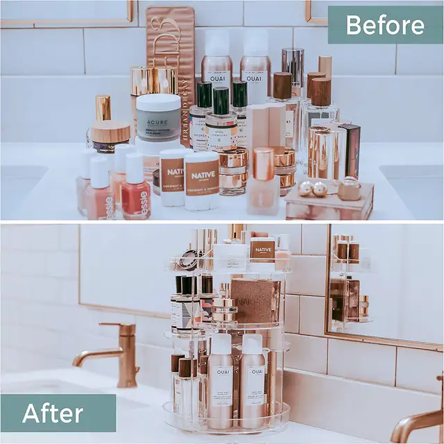 ACRYLIC 360 DEGREE ROTATING MAKEUP ORGANIZER