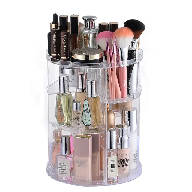 ACRYLIC 360 DEGREE ROTATING MAKEUP ORGANIZER