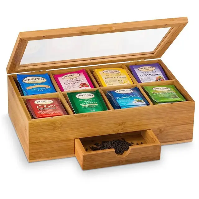 BAMBOO TEA BOX WITH DRAWER