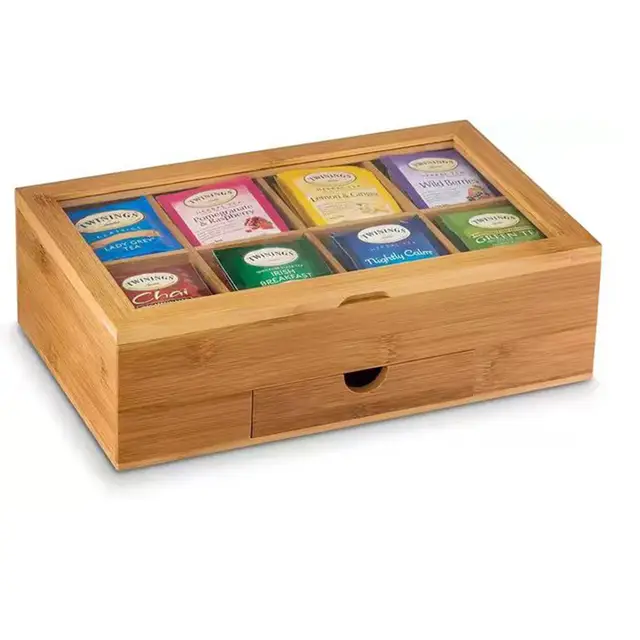 BAMBOO TEA BOX WITH DRAWER