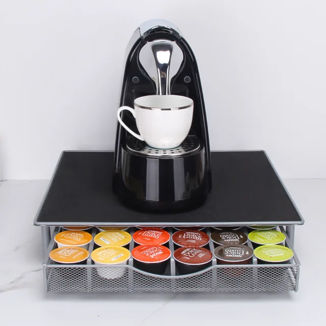 Coffee capsules organizer, 36 capsules with non flip mat, compatible with K capsules