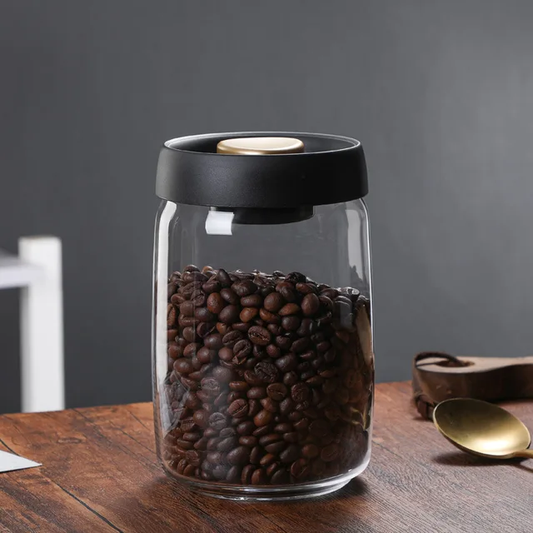 VACCUUM PRESS GLASS STORAGE JAR