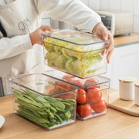 KITCHEN ACRYLIC STORAGE BOX WITH DRAIN BOARD AND COVER