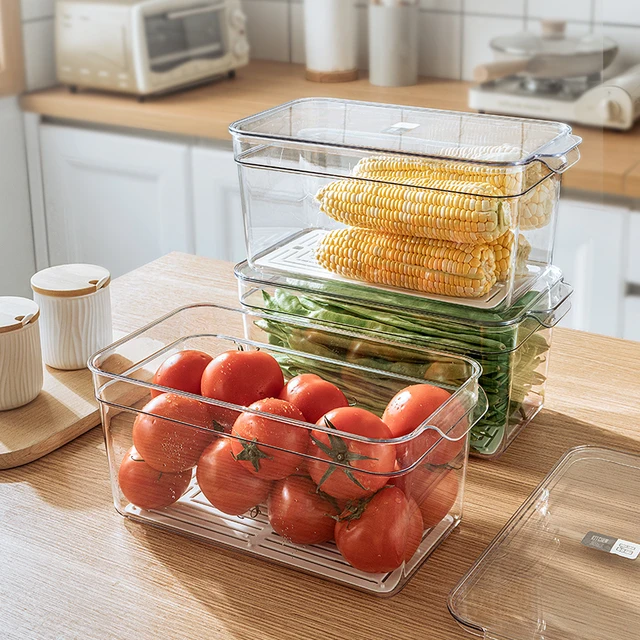 KITCHEN ACRYLIC STORAGE BOX WITH DRAIN BOARD AND COVER