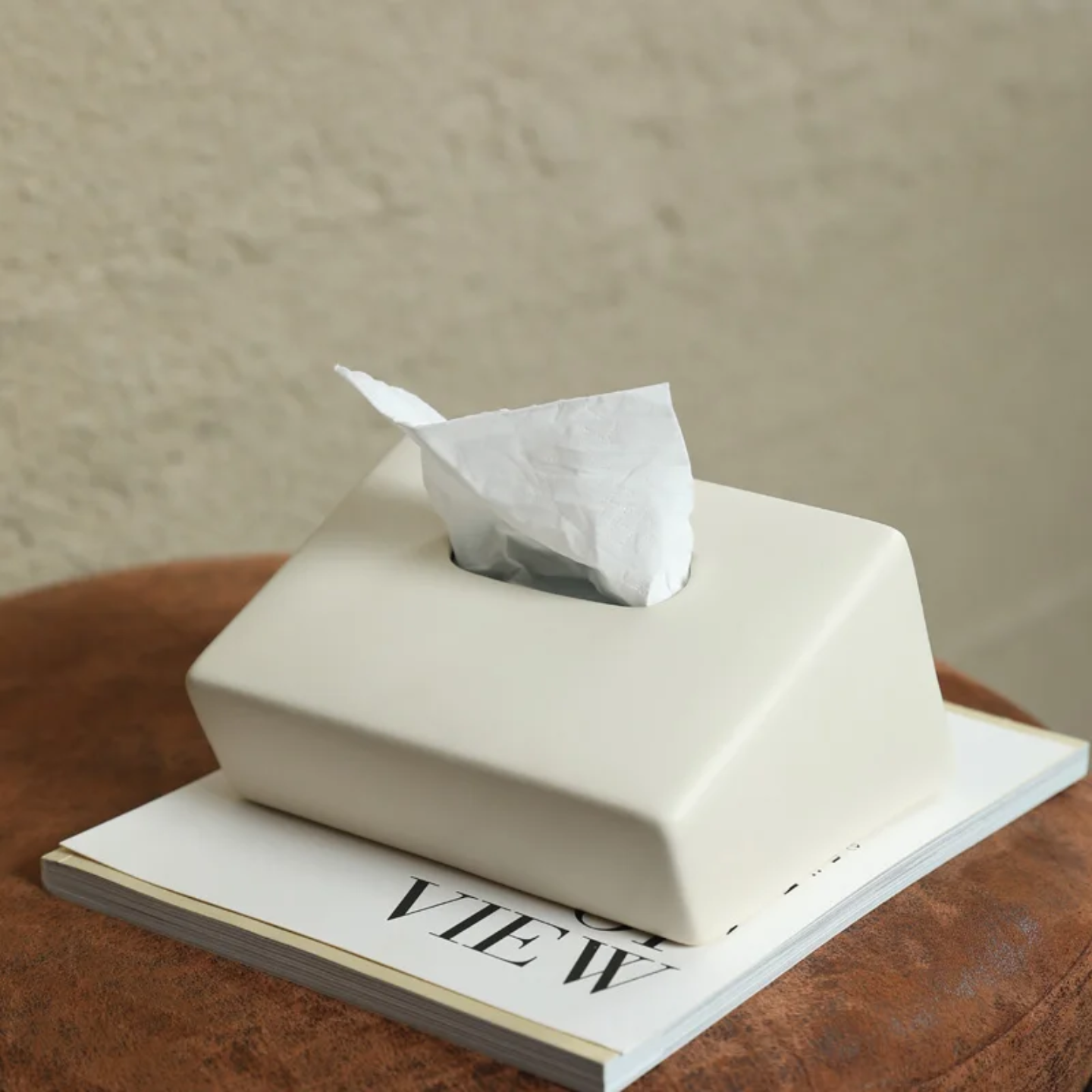 MODERN CERAMIC TISSUE BOX WHITE