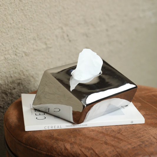 MODERN CERAMIC TISSUE BOX CHROME