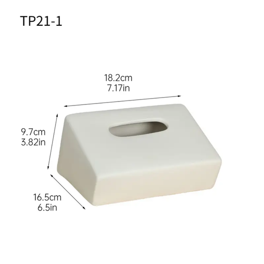 MODERN CERAMIC TISSUE BOX WHITE